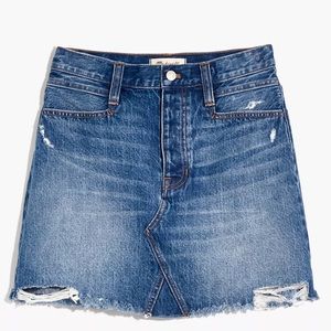 NWOT Madewell Rigid Denim Straight Mini Skirt: Destructed Edition Size 30